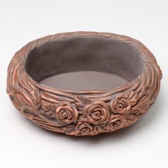 Decorative stoneware flowerpot bowl 22cm x 18,5cm x 8cm
