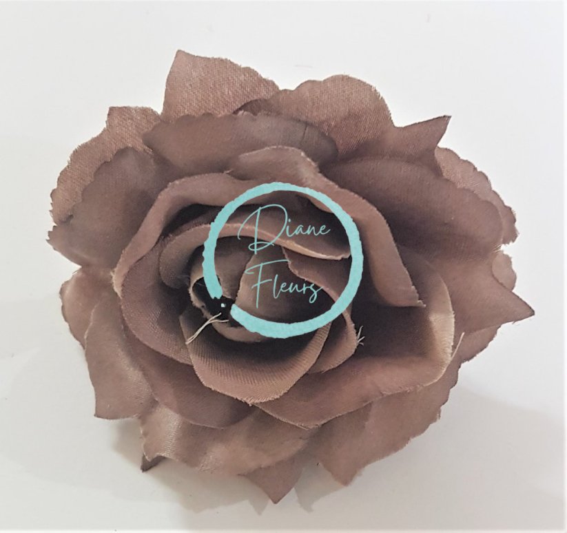 Główka kwiatowa róży O 10cm brązowa sztuczna