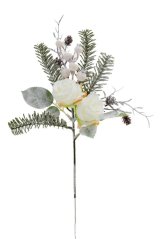 Krásne ruže zápich umelé 38cm biele