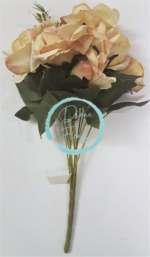 Artificial Roses Bouquet Pink & Peach "9" 18,9 inches (48cm)