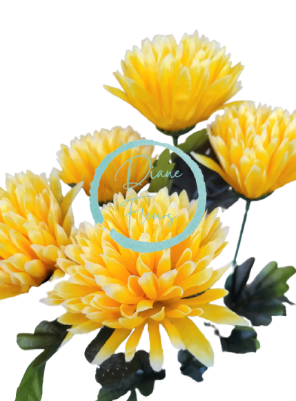 Crizanteme buchet x5 galben 50cm flori artificiale - Cel mai bun preț
