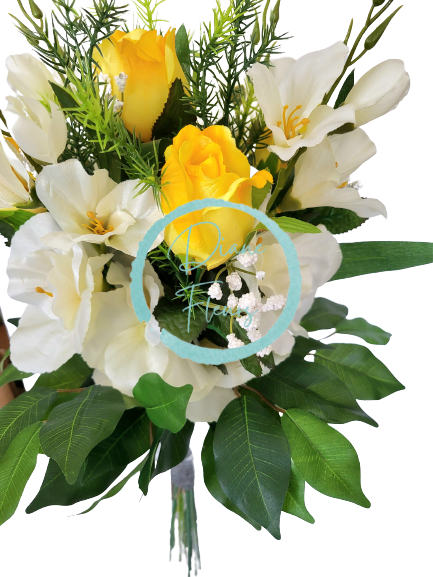 Buchet de trandafiri, gladiole, accesorii Exclusive 53cm flori artificiale