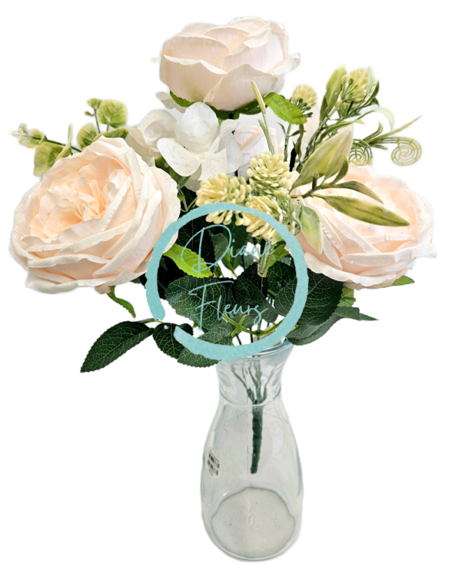 Изкуствен букет от божури, хортензии и аксесоари 42 см salmon