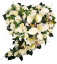 Smútočný veniec "Srdce" zahnuté s ružami, pivonkami, ľaliami a doplnkami 65cm x 65cm
