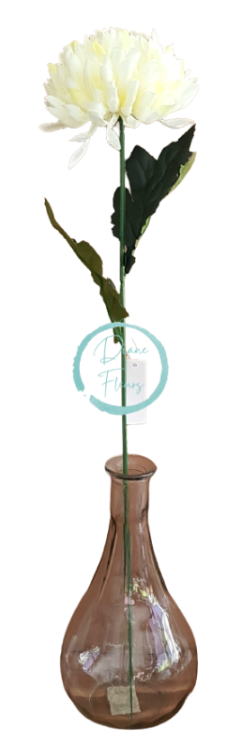 Хризантема на стъбло, ексклузивна, кремава и светлозелена, 60 см, изкуствена