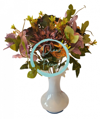 Šopek gerber & Orhideja 33cm vijolična umetna