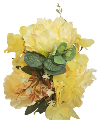 Pivoňky Peonie & Hortenzie kytice 48cm žlutá umělá