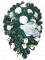 Smuteční věnec "List" z umělých růží a doplňky 80cm x 60cm krémová, zelená