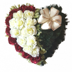 Prekrasan pogrebni vijenac "Srce" ukrašena umjetnim ružama 55cm x 55cm