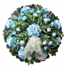 Sympathy Wreath ring with Artificial Peonies, Hydrangeas and Accessories Ø 80cm